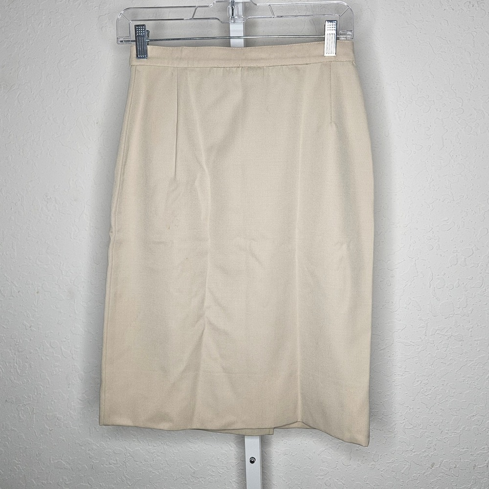 Krizia Beige Wool Wrap Pencil Skirt Made in Italy Classic Minimalist Size 2 - Picture 6 of 10